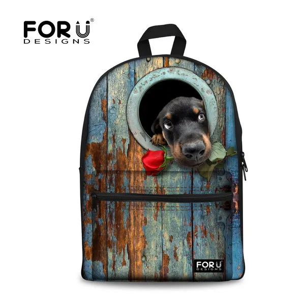 FORUDESIGNS/модные школьные рюкзаки для мальчиков-подростков, 3D милые животные, собака, лицо, Детский рюкзак для детей, дорожные рюкзаки высокого качества - Цвет: C017J4