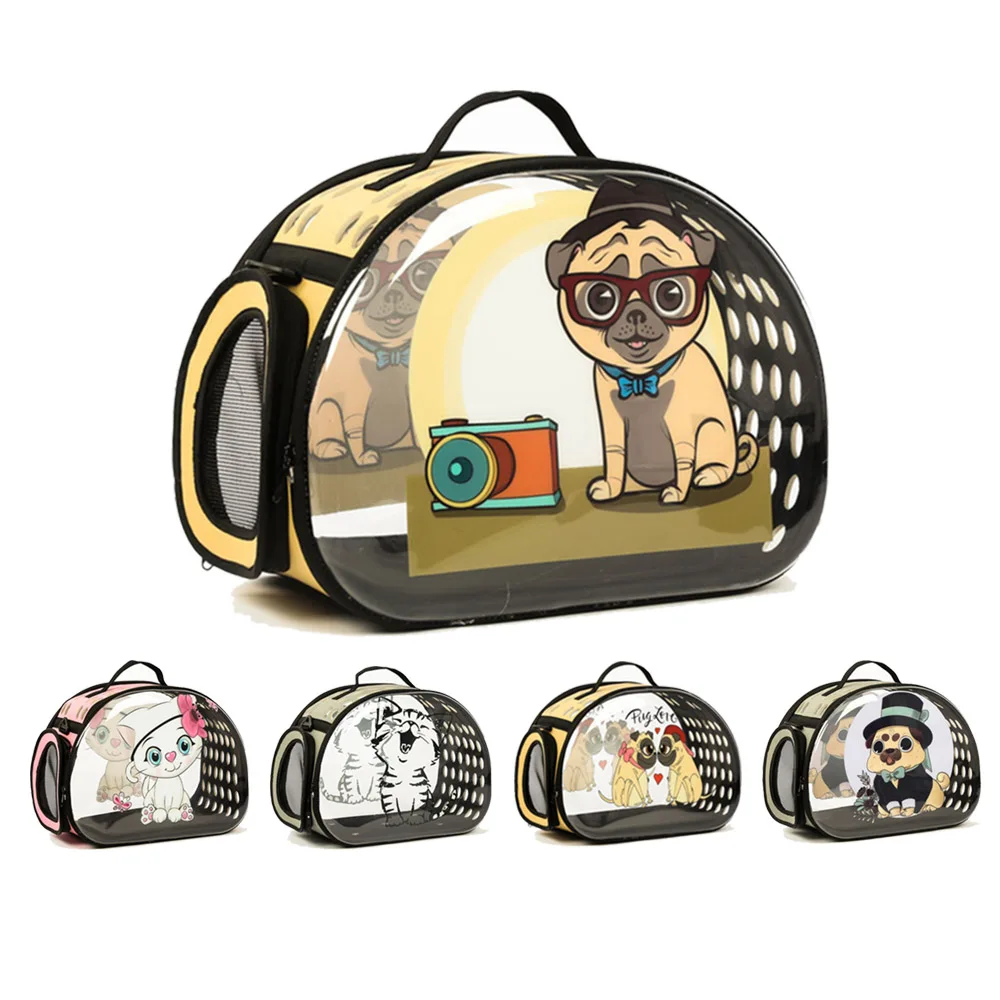Прозрачная переноска для собак, складная сумка для кошек, дорожная сумка, дышащие сумки на плечо для маленьких собак, щенков, рюкзак для переноски домашних животных