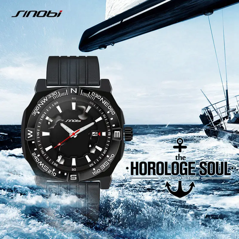 Мужские спортивные наручные часы SINOBI для дайвинга кварцевые плавания 2018|wristwatch