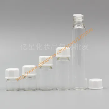 

1ml/2ml/3ml/5ml/10ml clear Glass Bottle(long neck) With white plastic cap.Essential Oil Container,mini container,sample bottle
