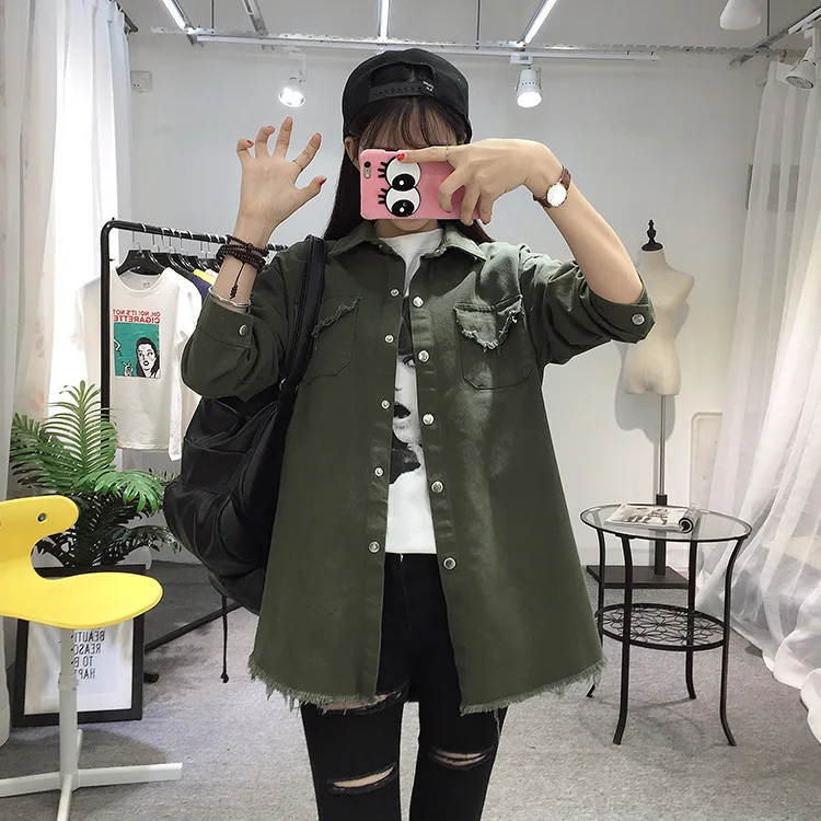 2018 Spring Autumn New Long Section Lapel Tassel Denim Jackets Women Loose Casual Long Sleeve Female'S Thin Basic Jacket Coats (17)