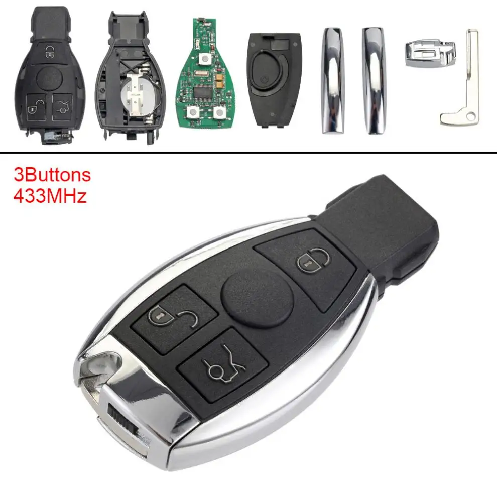 

3 Buttons Keyless Uncut Flip Car Remote Key Case Key Fob With Battery for Mercedes Benz year 2000+ NEC&BGA Control