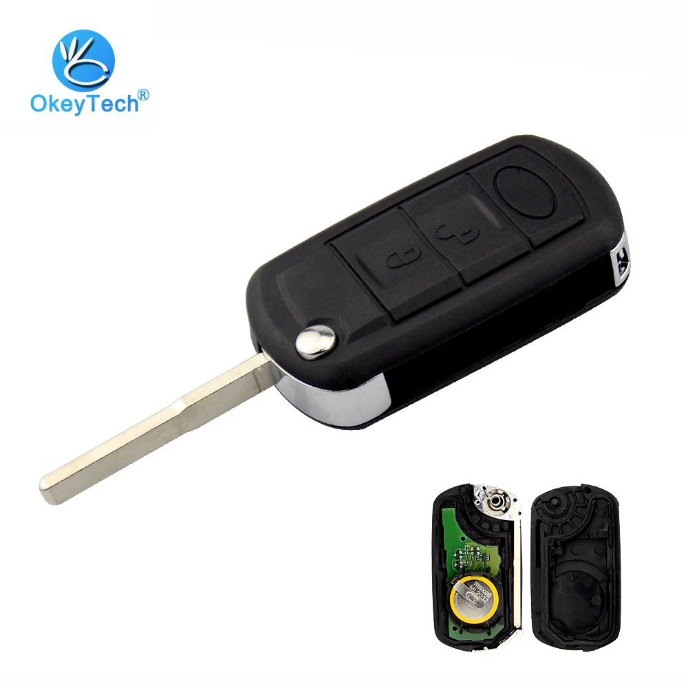 OkeyTech 3 Button Flip Folding 433mhz ID46 PCF7941 Chip Unuct Blade Remote Key for LAND ROVER Range Rover Sport LR3 Discovery