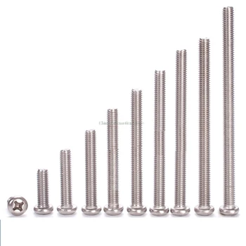 

100pcs Stainless steel screws M4*6/8/10/12-100 mm cross pan head machine screws, round head bolts