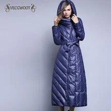 Модный белый пуховик на утином пуху, длинный пуховик для женщин, длинный, выше колена, тонкий, толстый, WLX196