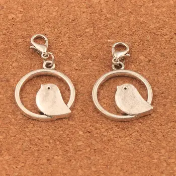 

80pcs zinc alloy Bird On Ring Clasp European Lobster Trigger Clip On Charm Beads C019 20.9x38.7mm