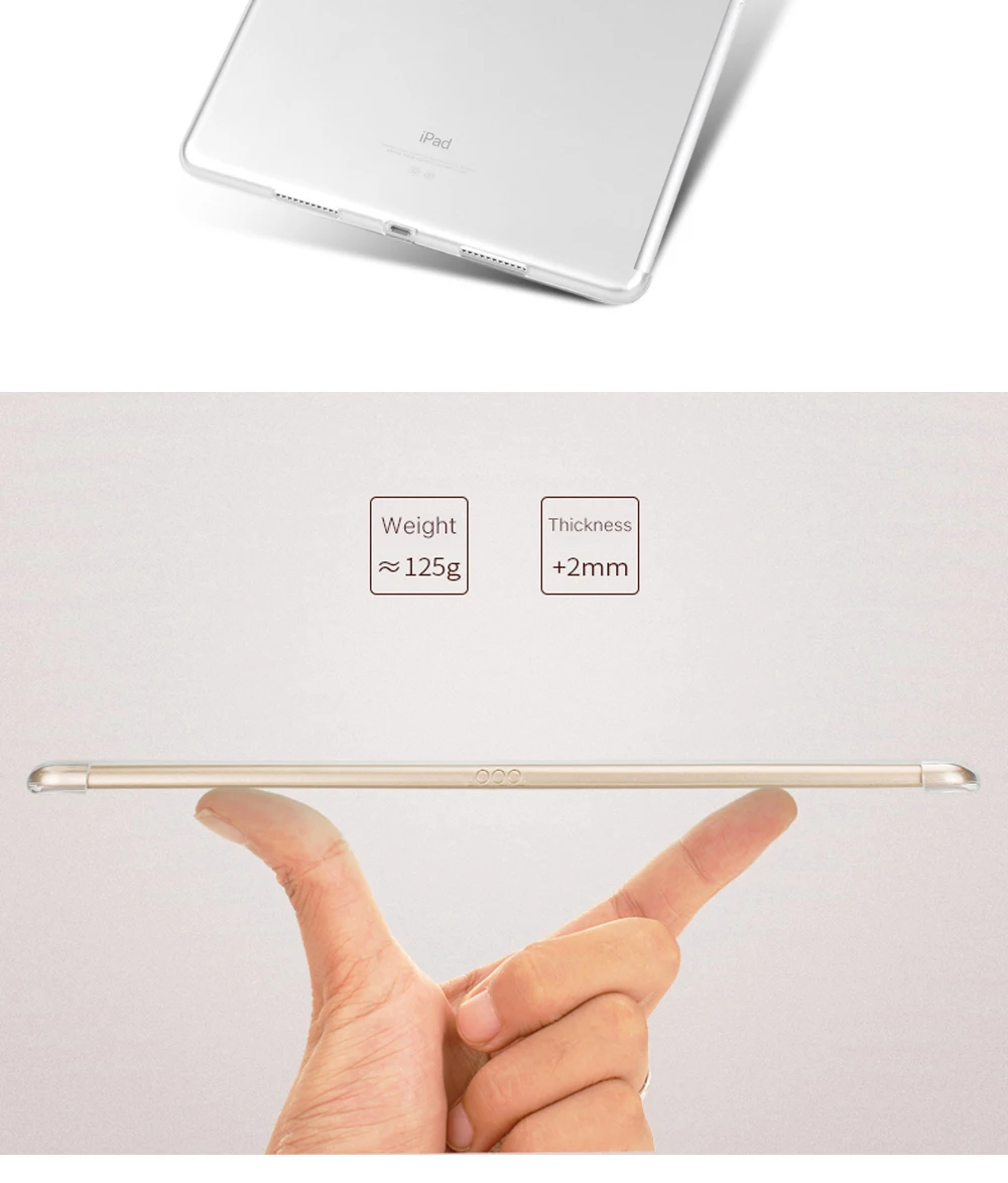 Чехол для, iPad Pro, 10,5, 12,9, 9,7 дюймов, клавиатура, умный чехол, мягкий ТПУ, прозрачный, тонкий, подходит для задней панели, подходит для клавиатуры Bluetooth