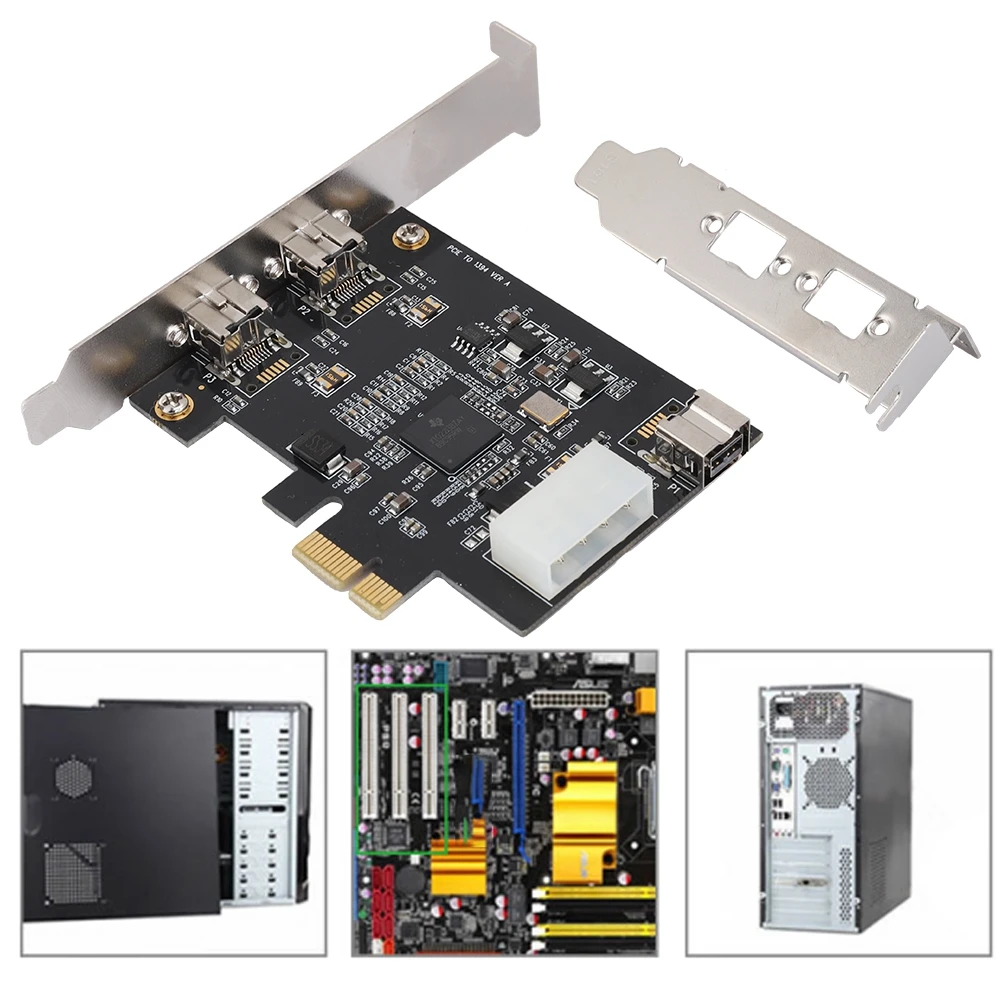 Высококачественный интерфейс PCI E зарядное устройство с 3 usb-портами для 1394B Карта видеозахвата 800 Мбит/с Карта контроллера адаптера FireWire 800 PCIe PCI