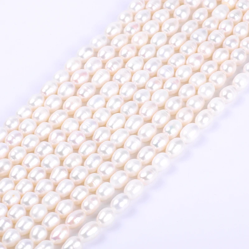 1pack/lot 8-9mm AA quality white rice oval shape Natural freshwater Pearl Loose Beads DIY for Jewelry bracelet necklace