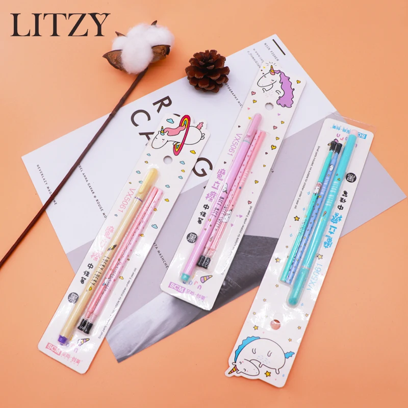 Unicorn Erasable Pen 0.5mm Refill Blue/Black Magic Cute Gel Pen For