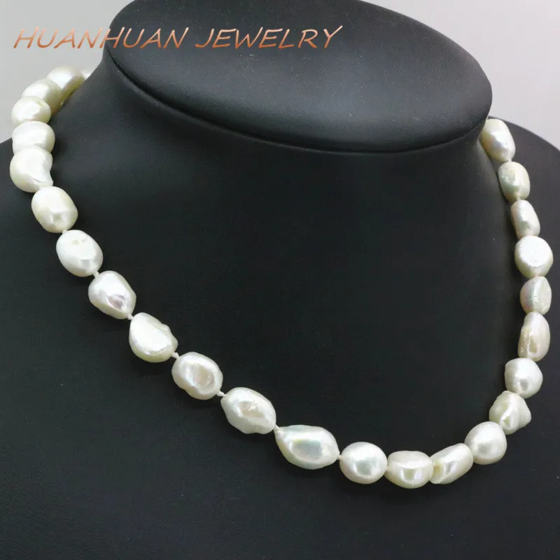 12-14mm Freeform Irregular Beads Necklace Natural Freshwater Pearl White Beads Necklaces Women Bridal Diy Jewelry 18inch B3389
