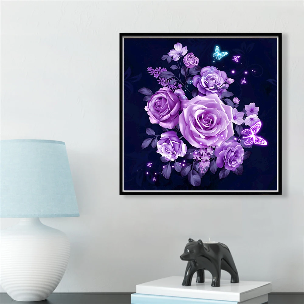 

SaShiKo Purple Flower Diamond Painting Embroidery Square Picture Diamond Mosaic of Rhinestone DIY Diamond Home Decor Sale