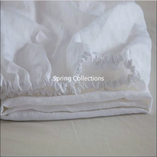 150*200/180*200cm Pure Linen Fitted Sheet Waterwash Linen bedding Antibacterial cloth sheets with 1pair pillowcase