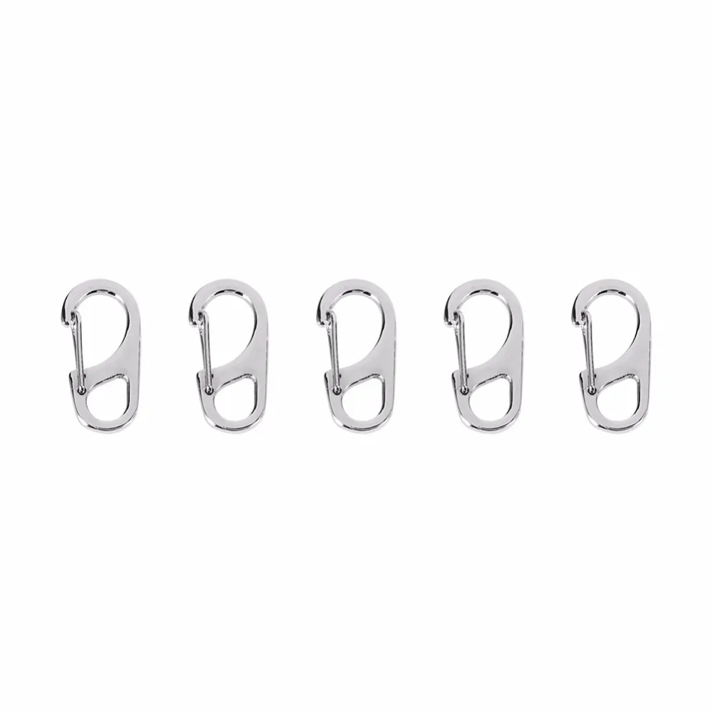 

5pcs/lot Silver Carabiner Alloy Clip Keyring Locking Snap Spring Clips Hook Keychain Hang Buckle Camping Hiking Travel Kits Tool