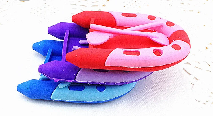 

2016 New Arrival Rubber Dingey Eraser Boat Design Eraser with Double Kayak Paddles School Eraser with 3 pieces per lot
