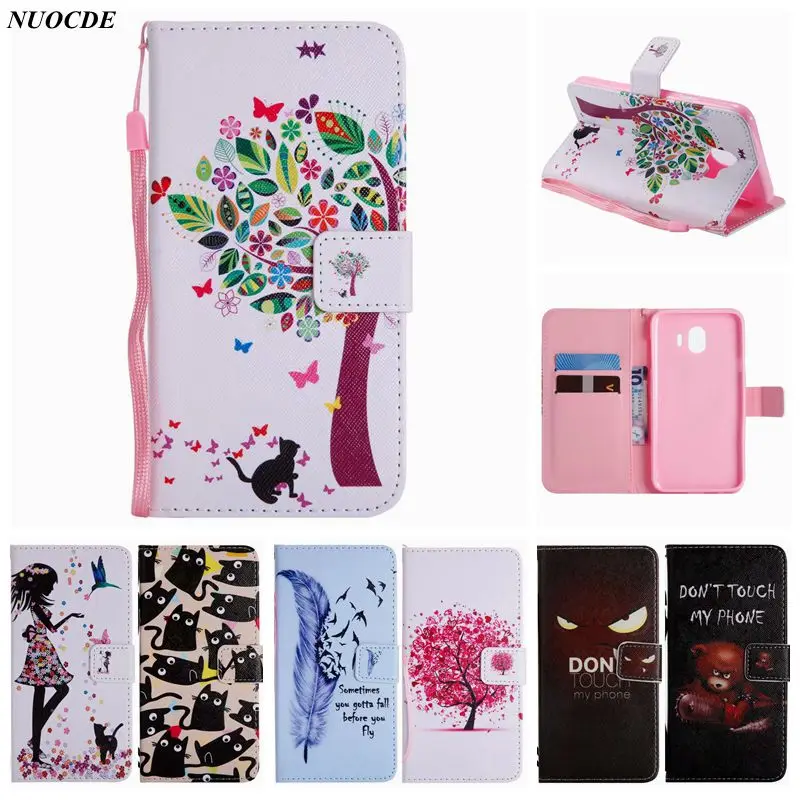 

NUOCDE For Samsung Galaxy J4 Case Leather Flip Case For Samsung J4 Wallet Funda For Samsung Galaxy J4 2018 J400 Cover Bag Capa