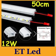 Новейшие 50 см U Тип Groove жесткие светодиодные полосы 0,5 м SMD 5630 12 Вт светодиодные полосы света бар огни 12 в теплый/чистый/холодный белый