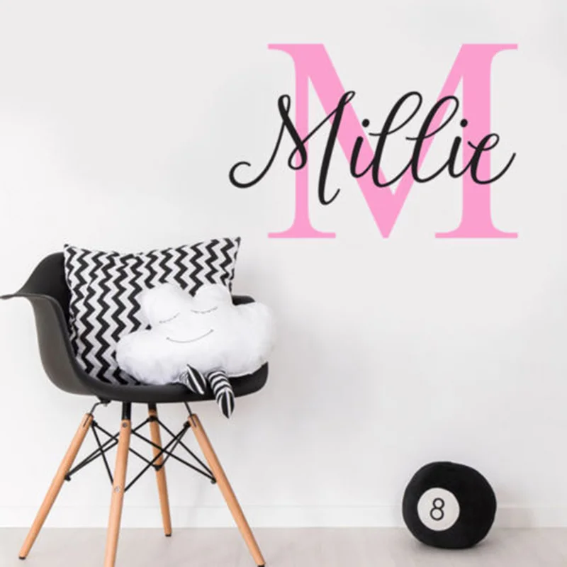 

YOYOYU Wall Decal Custom Baby Girl Name DIY Wall Sticker kids Room Personalized Initial Name Nursery Bedroom Decor Poster GY002