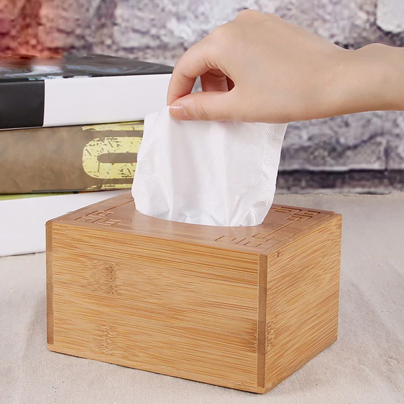 

1 Pcs Tissue Box Bamboo Napkin Case Holder Cover Container for Car Home Office Hogard JA30