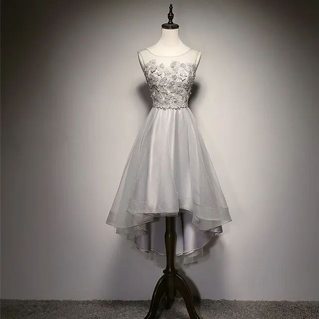 silver high low wedding dress