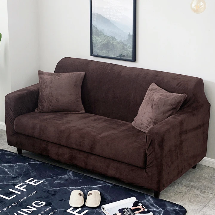 Lelen, плюшевый чехол для дивана, 18 видов цветов на выбор, плотные чехлы на диване, чехлы на диване, эластичные дешевые чехлы для полотенец - Цвет: Coffee