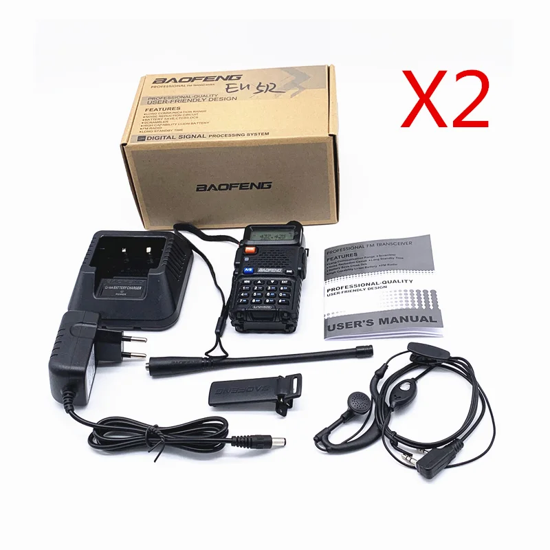Set 2 2 шт BaoFeng UV 5R рация 5 Вт CB Ham радио hf fm трансивер 128CH VHF& Портативная УВЧ-радиостанция для охоты 10 км UV-5R - Цвет: Set 2