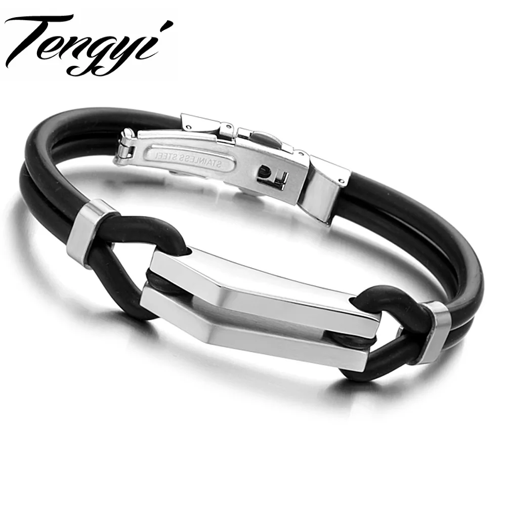 Punk Handmade Genuine Silicone Double Layer Bracelets Delicate Gift for