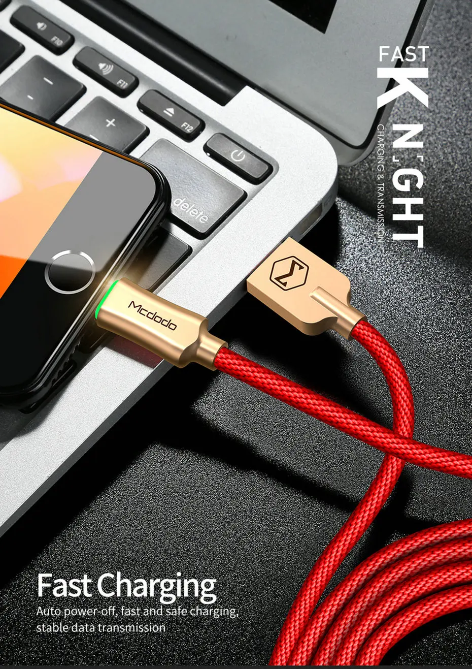 Mcdodo For iPhone USB Cable For iPhone X 7 Plus Auto Disconnect Fast Charging Data Cable For iPhone X 8 6s LED USB Cable Cord (8)