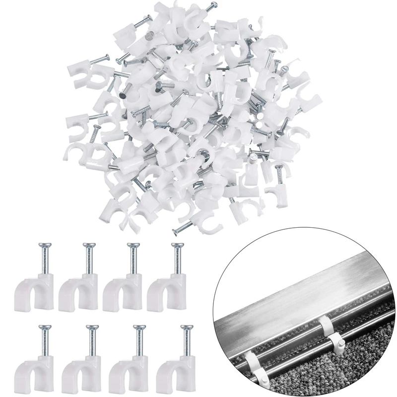 

300 Pieces Of Cable Staples Clip Wall Wire Nail Fixture For Ethernet Cable Rg6 Rg59 Cat5 Cat6 Rj45 Tv Wire Cable 7Mm White