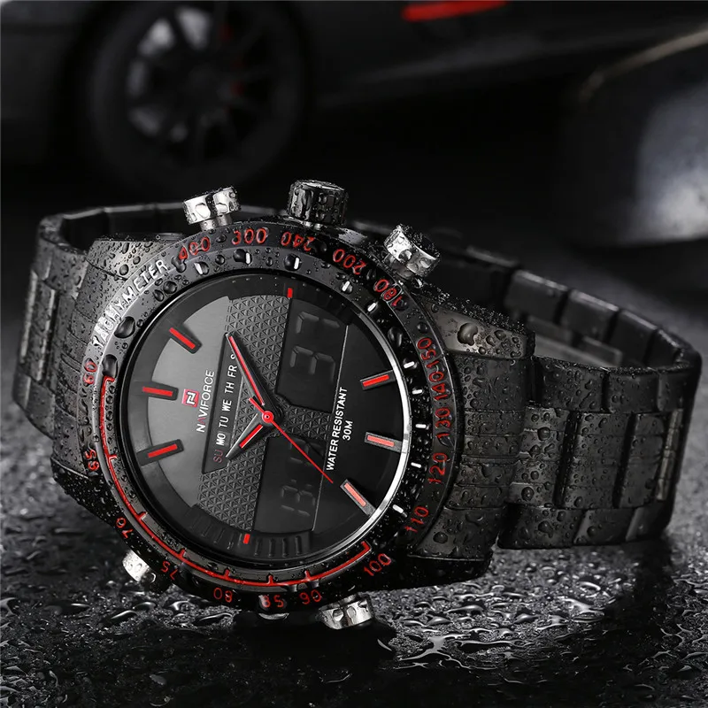 NAVIFORCE Uhren Men Watch Sport Mens Watches Top Brand Luxury Military Army Steel Band Analog LED Digital Quartz Male Clock 2018