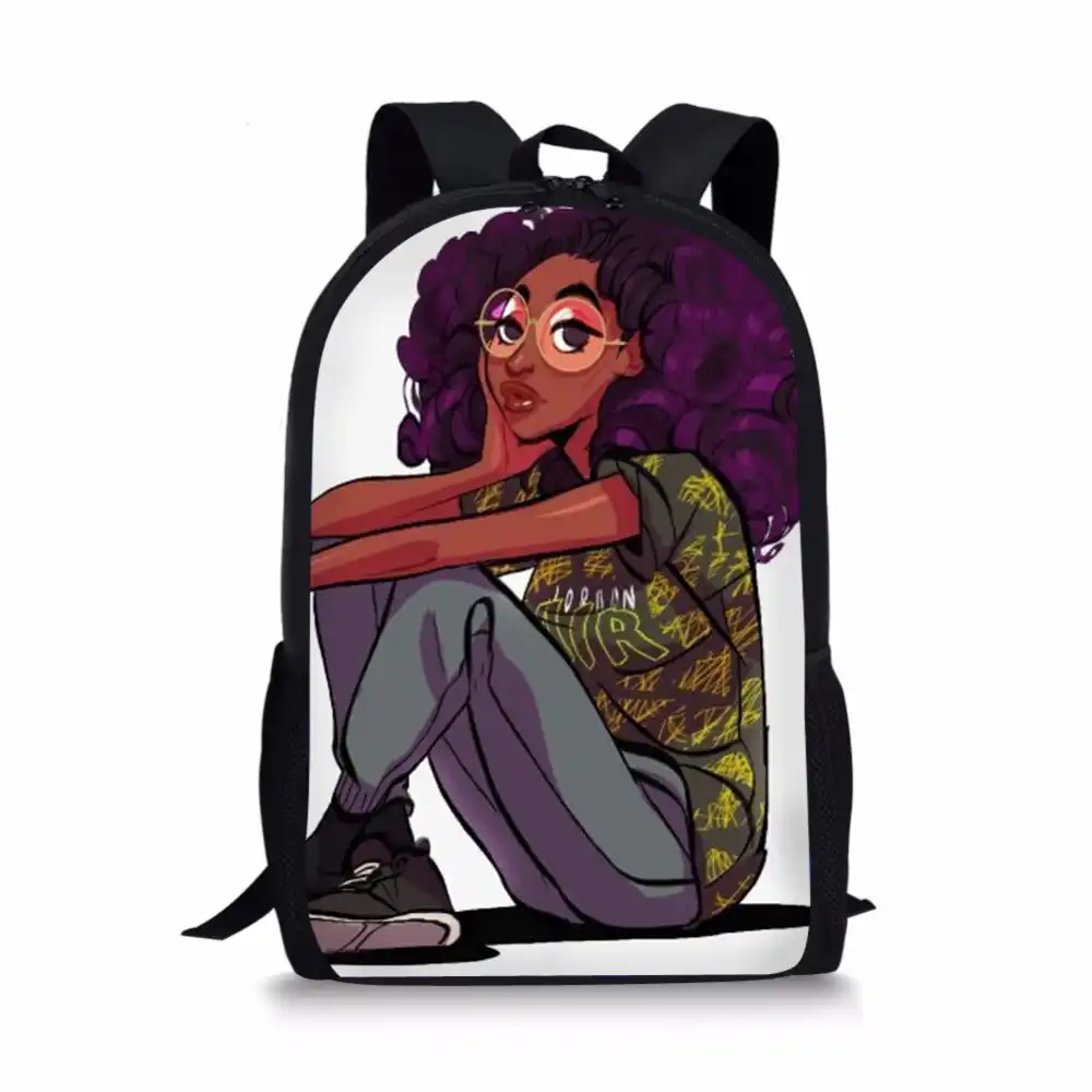 Forudesigns African Backpack Cartoon Black S Print School Bag Kids Cute Book Ager Schoolbags Mochila