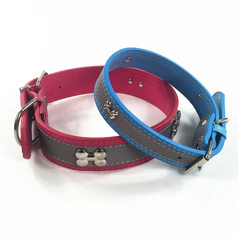 Promotion Pet Products Pink Dog Collar Leather Cat Collars With