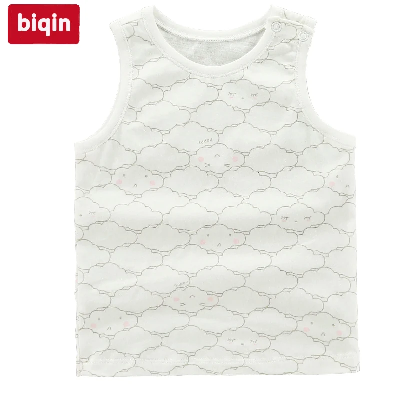 

Biqin 2018 New Arrival 9M-4T 2-pieces baby children kids vest Boy Summer Lovely Clouds Vest WL-182473