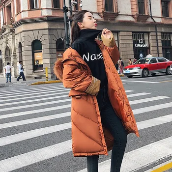 

Fashion women 2018 Real Thick Down Parka Women Winter Jacket Parka New Wide waist Korean Version Of Loose Parka Solid Black XXL
