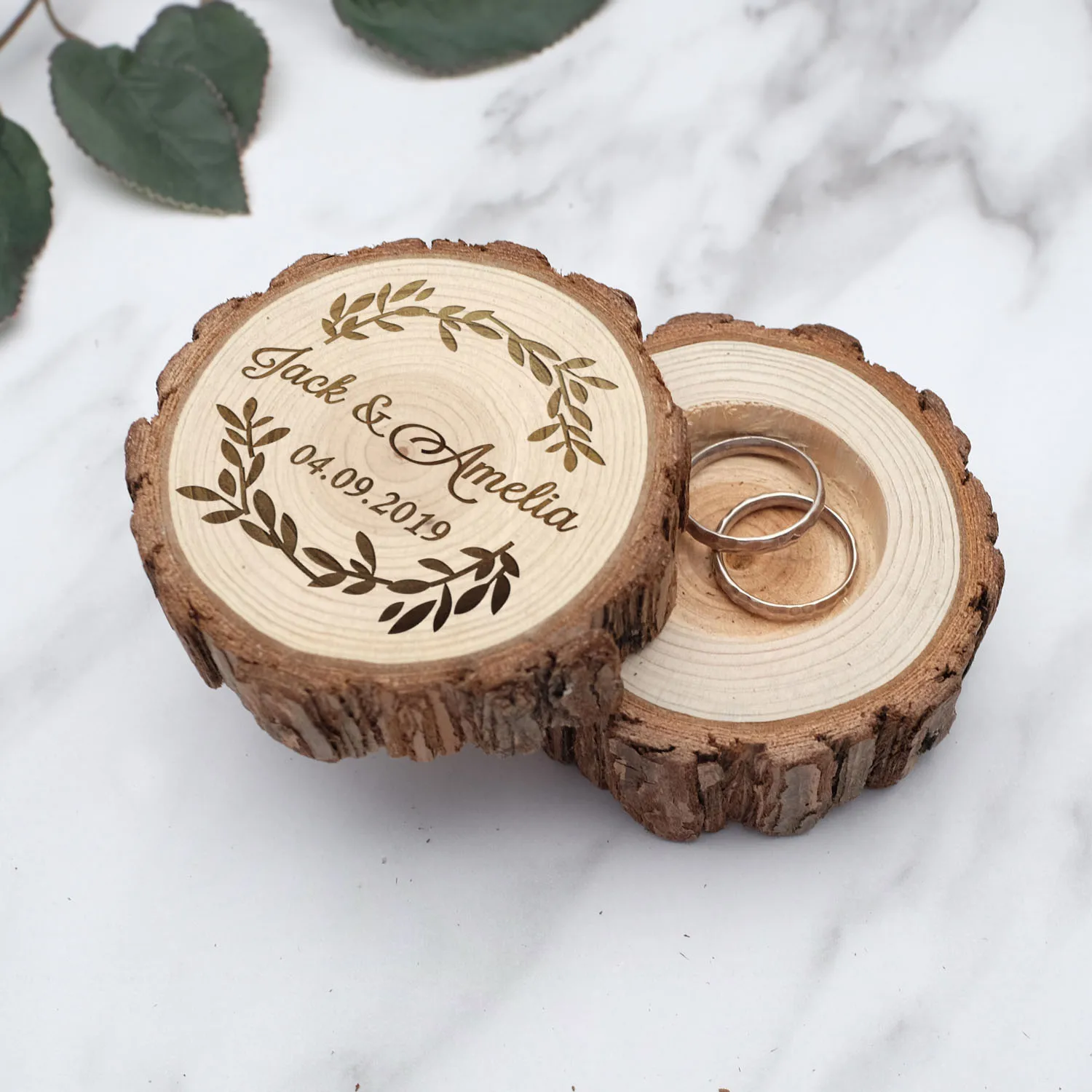 Rustic Wedding Ring Box,Custom Engraved Wood Ring Boxes,Personalized Wooden Ring Holder,Country Wedding Ring Box