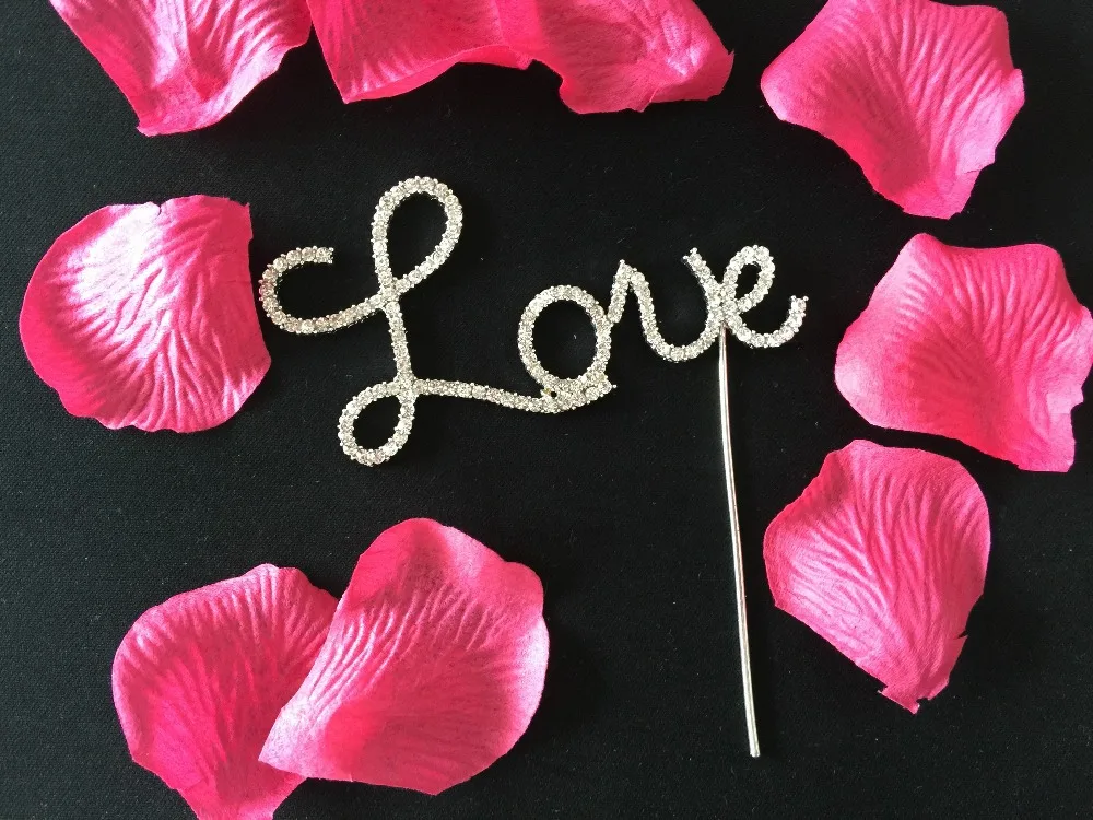 

free shipping Brand New Diamond Crystal Rhinestone Letter Love Cake Topper Wedding Decoration supplies