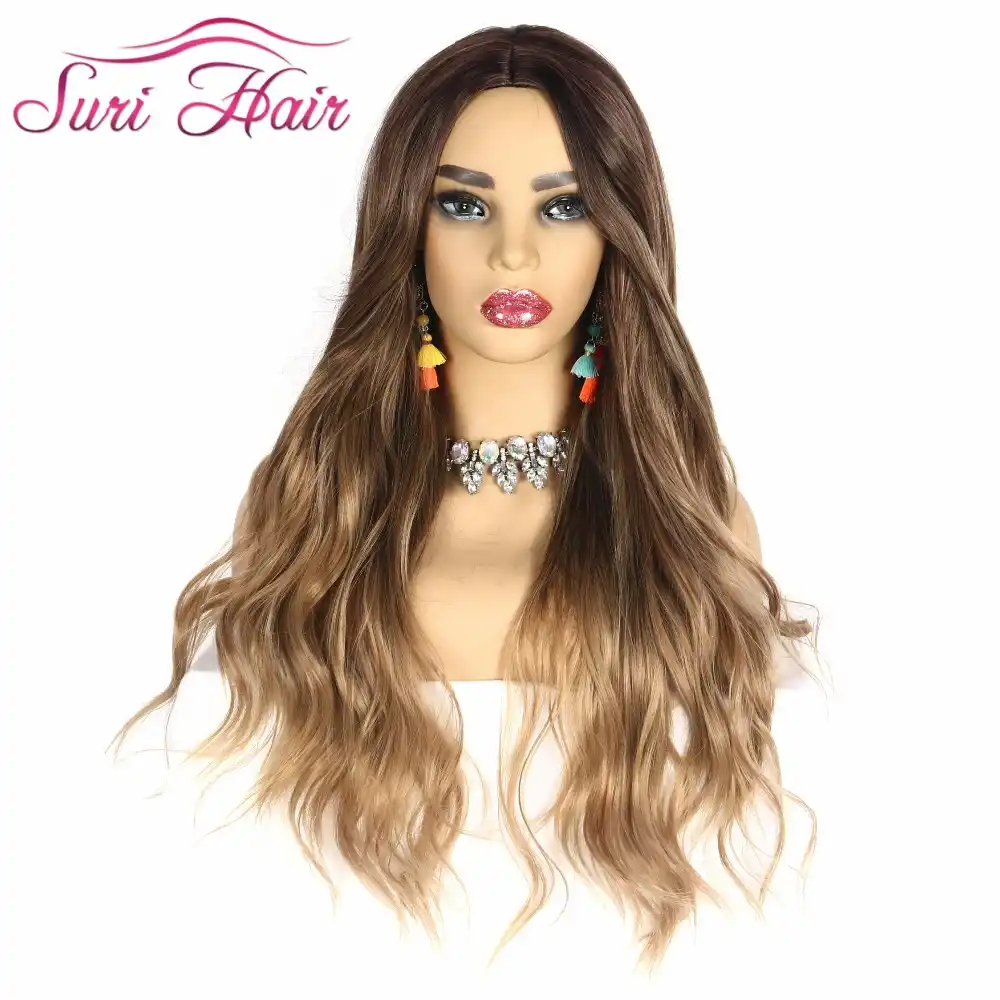 Suri Hair Long Wavy Wigs Women S Synthetic Fiber Fake Hair Black