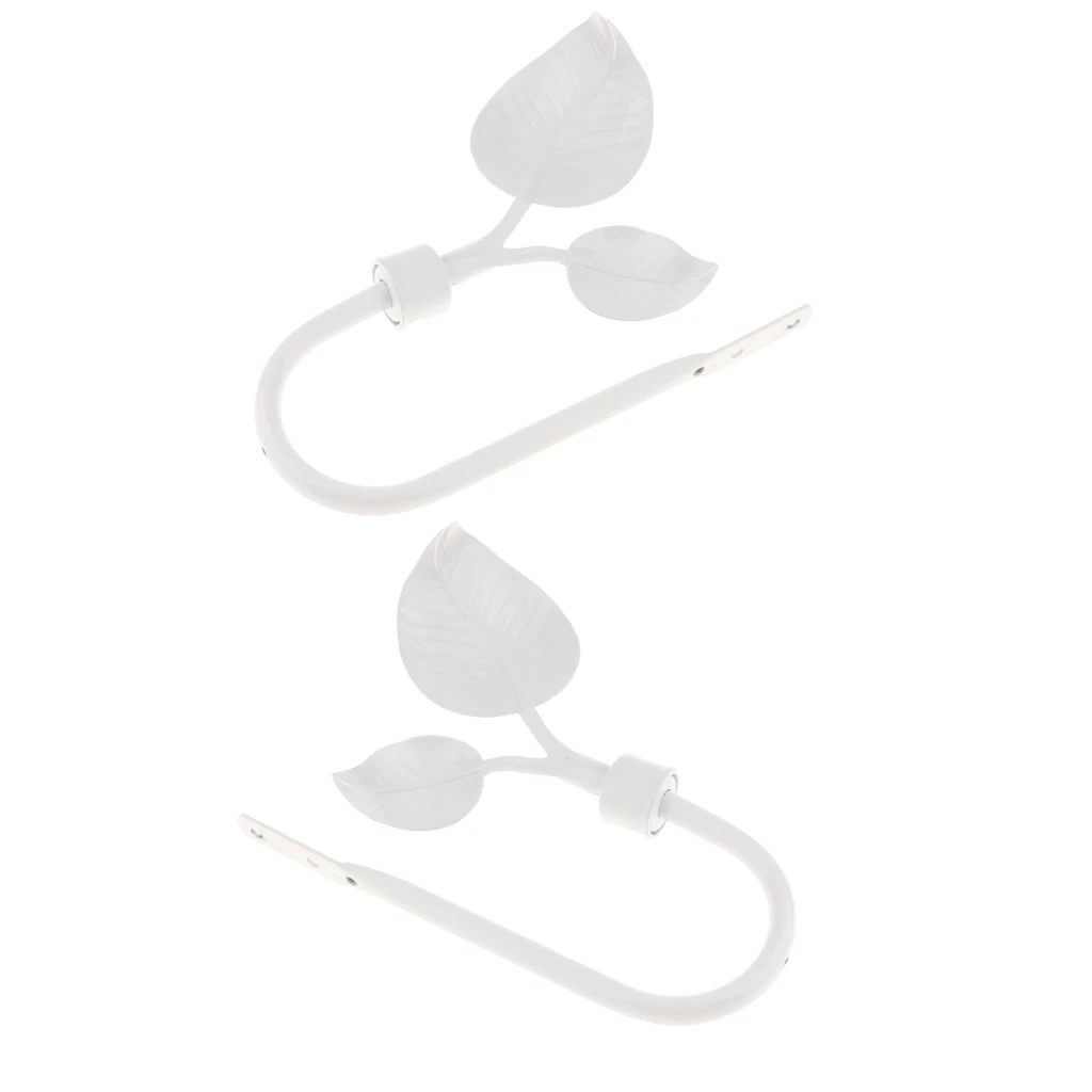1 Pair U Shaped Metal Leaves Design Curtain Hooks Window Curtain Drapery Blinds Tieback Hangers Holders with Screws