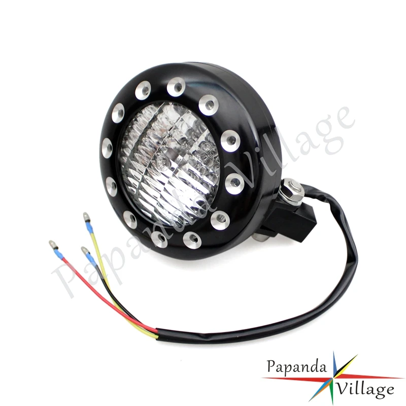Черная мотоциклетная пробуренная галогеновая фара 4," 12 V передняя фара E-mark H4 фара для Harley XS650 Кафе Racer Bobber Chopper