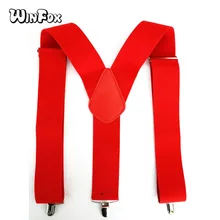 Winfox Винтаж Черный Красный 5 см широкий эластичный Подвеска для взрослых Твердые Брюки Подтяжки мужские подтяжки для мужчин 3 клип-на