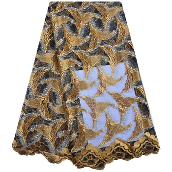 

Latest African Laces Fabrics Embroidered Nigeria tulle French Lace Fabric With stones 2019 African French Net Lace A1341