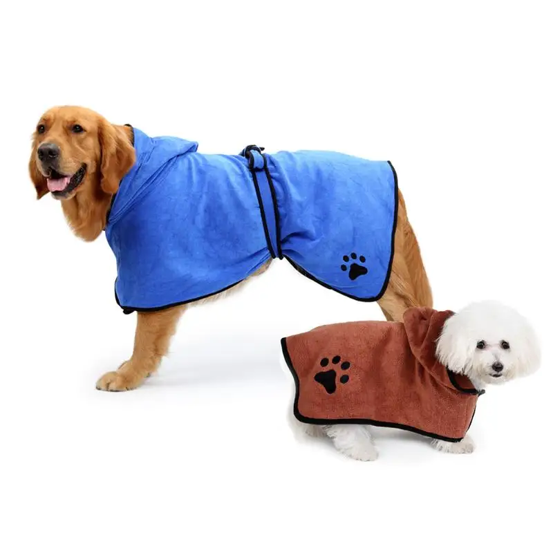 Pet Dog Bathrobe Super Absorbent Dog Drying Bath Towel Cat Hood Pet