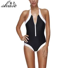 Глубокое V-образное декольте, спортивные купальники, из кусков, купальник для девушек, сдельные купальники, с повязкой через шею, одежда для пляжа, женские черные купальники