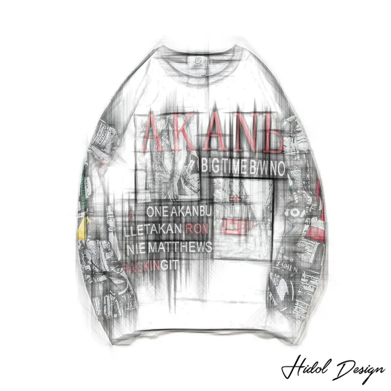 Buy Oversize Retro Graffiti Pattern Hoodie Vintage