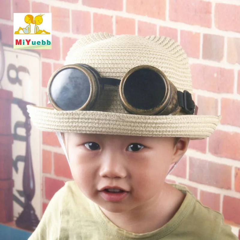 

Creative glasses Spring summer adult children babys boys girls crimping ears bear sun Beach straw hat Flanging cap lm45