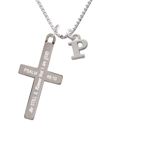 Small Greek Letter - Rho - - Be Still and Know - Cross Necklace (1)
