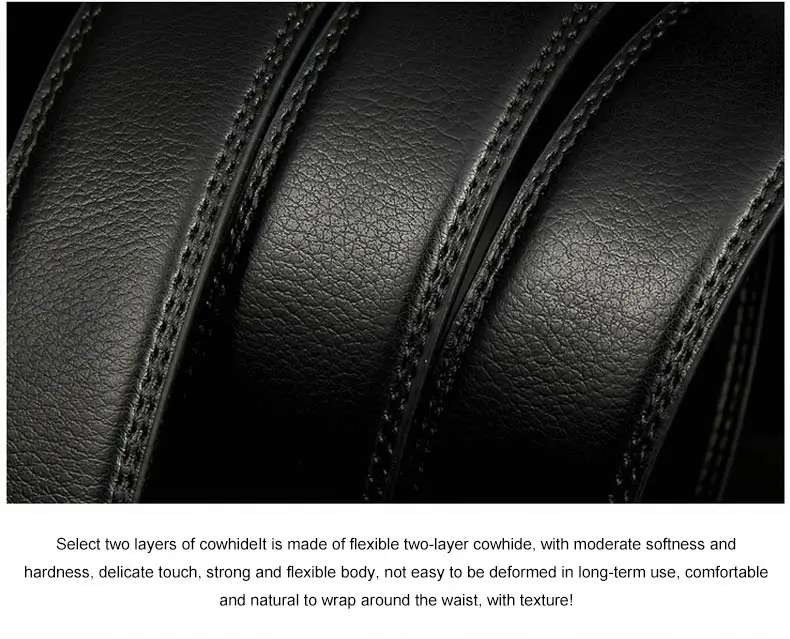 DOULILU Belts For Men Genuine Leather Cowskin Black Belt Automatic Buckle High Quality Business Male Men's Belts1 (5)