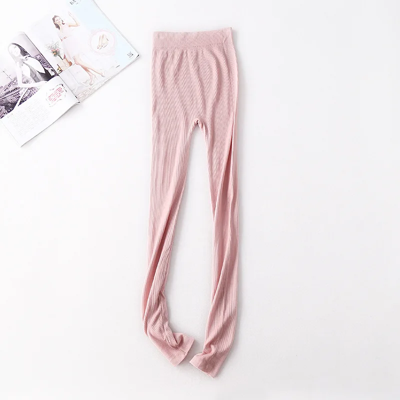 Winter Women Leggings Thermal Bottoms Sleep Bottoms Solid High-Rise Rib Stretchy Elastic Waist ropa mujer invierno B88191