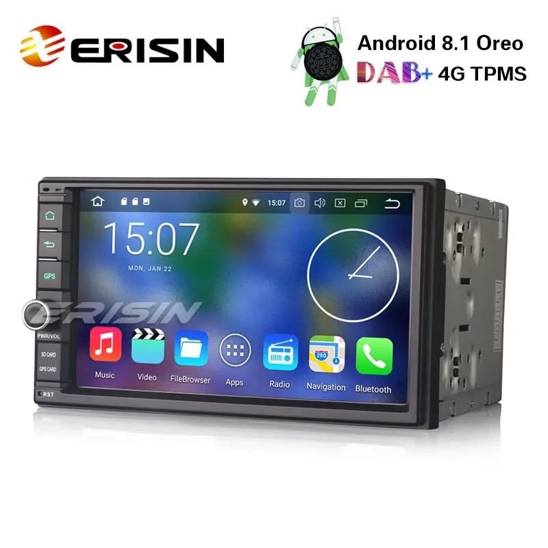 Erisin ES3641U " двойной Din DAB+ 4G Android 8,1 автомобильный стерео WiFi DVR DTV OBD SatNav Bluetooth радио