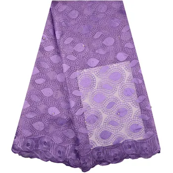 

Latest Nigerian French Mesh Lace Fabric Embroidered High Quality African Lace Fabric Purple Lace Fabric For Party Dress S1337